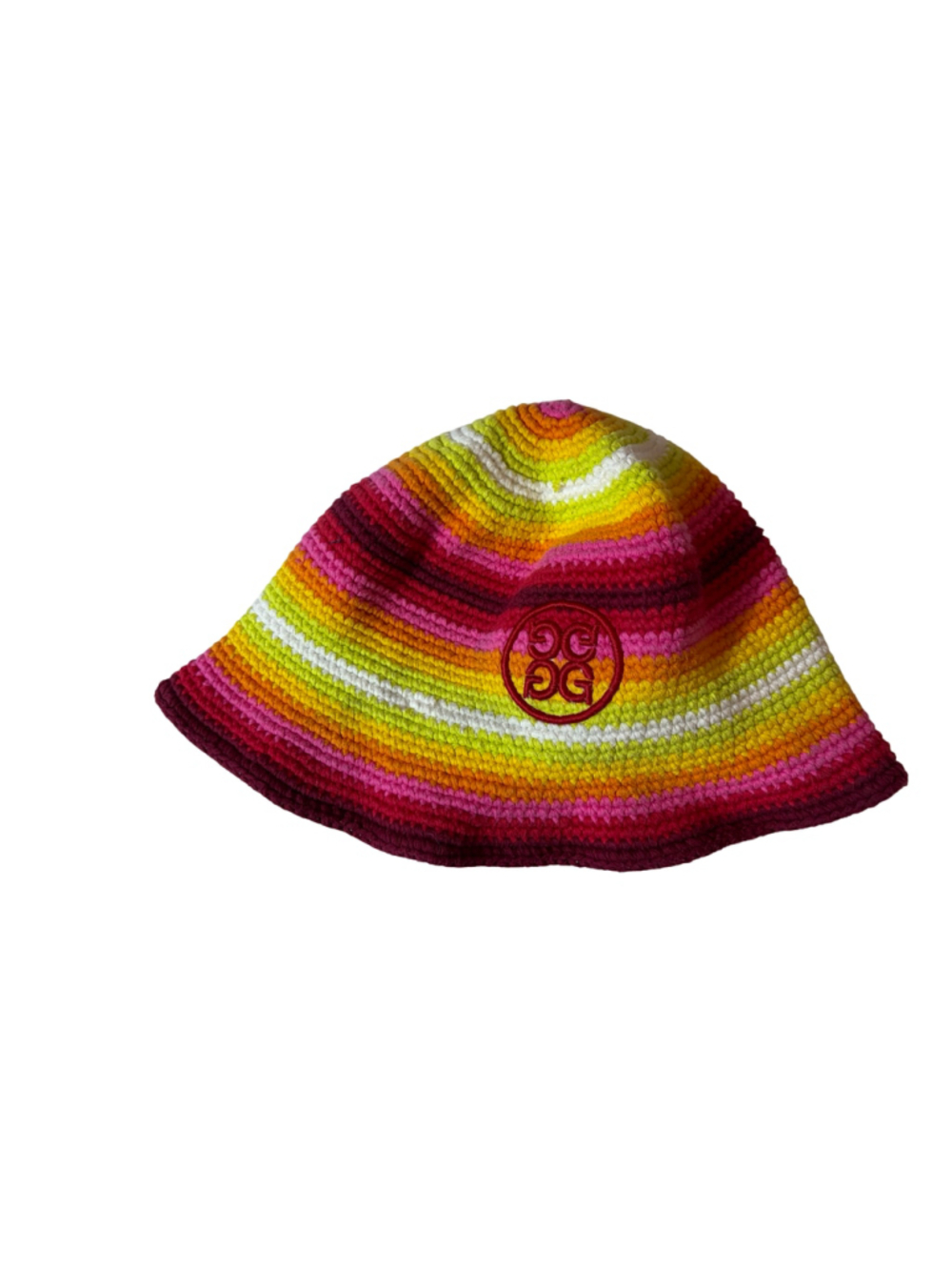 G/FORE Circle G’s Crochet Bucket Hat Lava Multi Rainbow Stripe Golf